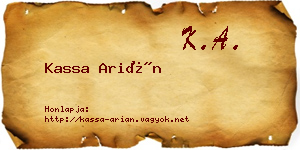 Kassa Arián névjegykártya